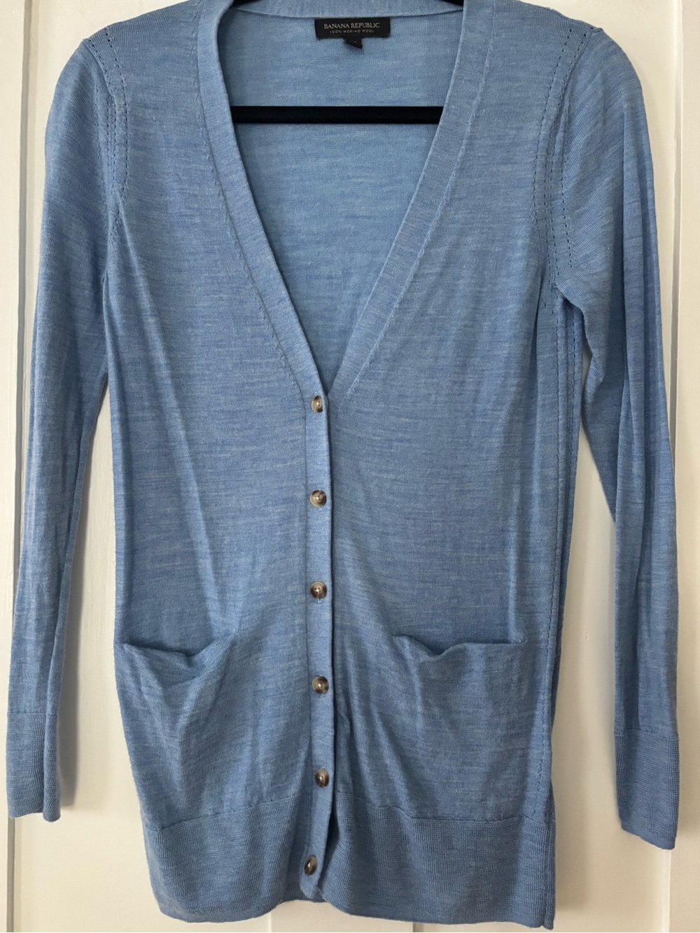Banana Republic 100% Merino Wool V-Neck Button-Down Cardigan - Sky Blue -Size XS
